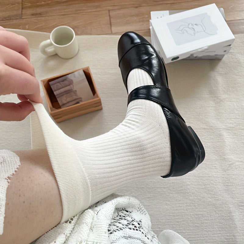 Soft Ribbed Mid Tube Socks Women's Stockings