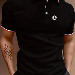 Men's Floral Graphic Polo Shirt Casual Button Up Short Sleeve Shirt