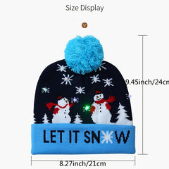LED Light Knitted Christmas Hat Flanged Ball Cap