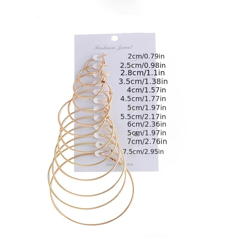 Hoop Earrings 12 Pairs Set Exaggerate Accessories For Women Girls Gift