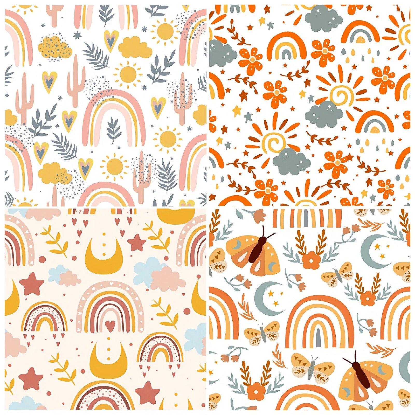 12pcs Bohemian Rainbow Series Background DIY Scrapbook Paper
