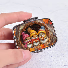 Squirrels Pill Box 2 Compartment Portable Medicine Case