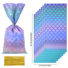 25 50pcs Mermaid Tail Treat Bags for Birthday Parties