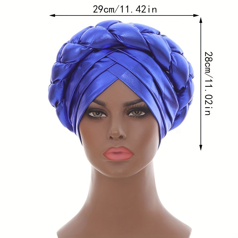 Hot Stamping Turbans Three Layer Bright Head Wraps Twist Braid Bonnet