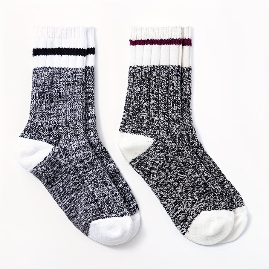 Warm Striped Crew Socks for Women