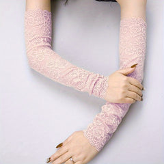 Lace Sunscreen Sleeves Floral Breathable Driving Wedding Gloves