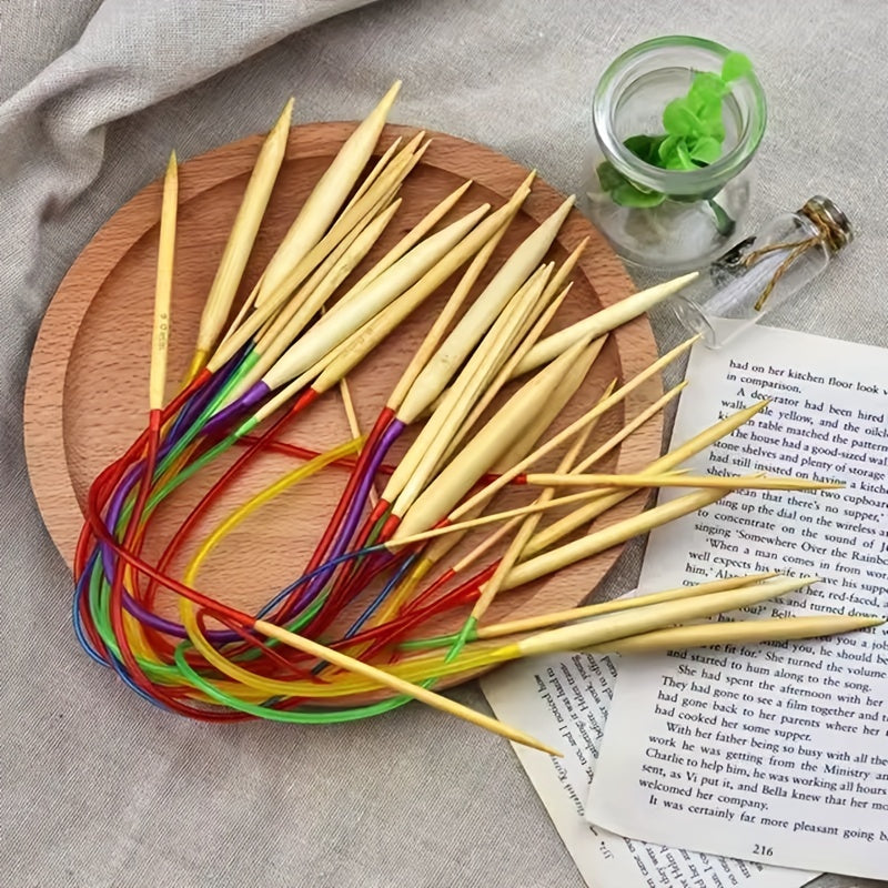 Long Loop Knitting Sweater Ring Needle Bamboo Wood Needle