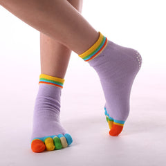 Rainbow Yoga Socks Non Slip Ankle Striped Gripper Socks