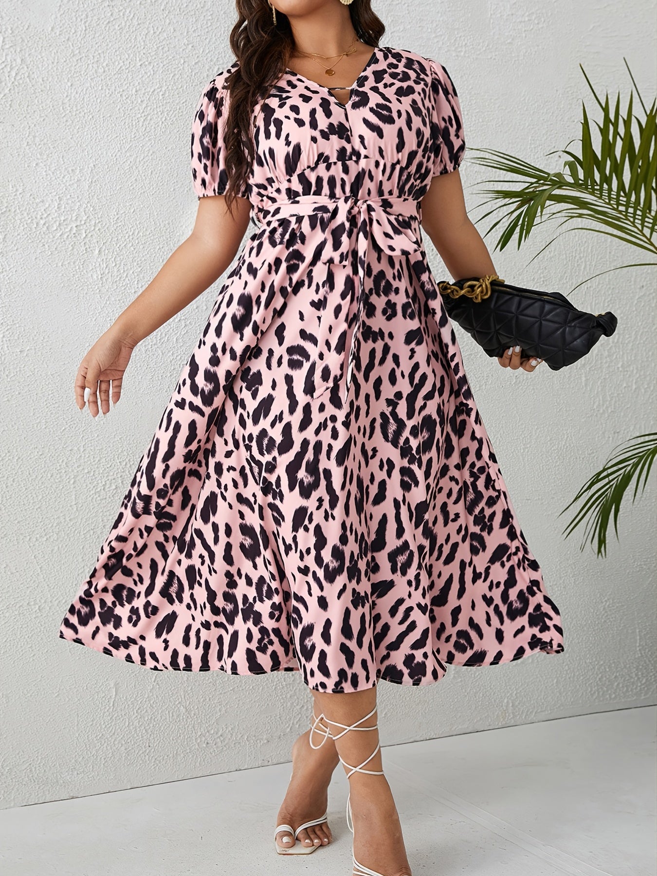  Leopard Print Cut Out Maxi Dress