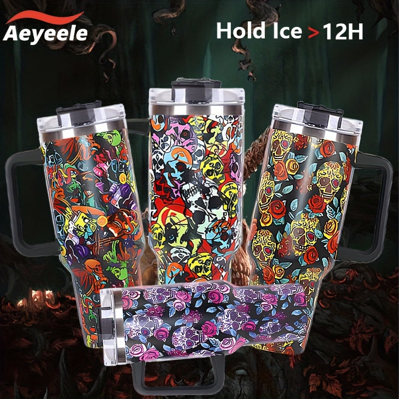 Aeyeele 40oz Skull Series Water Bottle Tumbler Insulated Stainless Steel