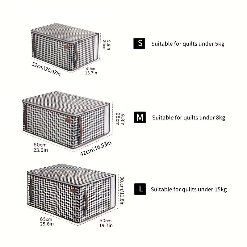 Houndstooth Storage Bag Zipper Dustproof Organizer for Closet