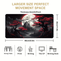 Dark Red Moon Desk Mat Large Gaming Mouse Pad Non Slip Computer Mat