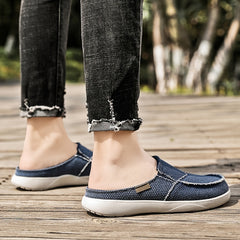 Men's Canvas Slip On Mules Lightweight Breathable Open Back Shoes