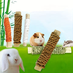 3pcs Rabbit Chew Toys Natural Pet Grass Woven Molar Stick for Dental Health