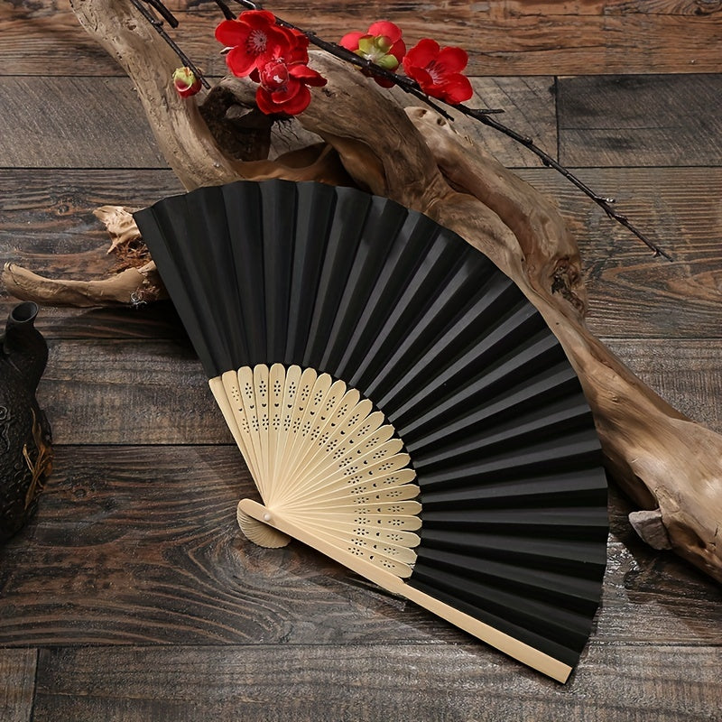 Solid Fan Ancient Style Blank Paper Folding Fan Men Handheld Fan