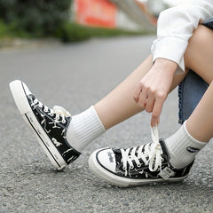 Women's Flat Canvas Lace Up Shoes Low Top Comfortable Casual Walking Shoes