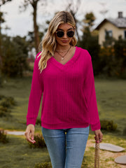  Casual Sweater Women's Solid V Neck Jumper