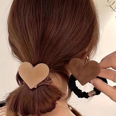 4pcs Flocking Bow Knot Heart Shape Scrunchie Hair Rope Bun Accessory
