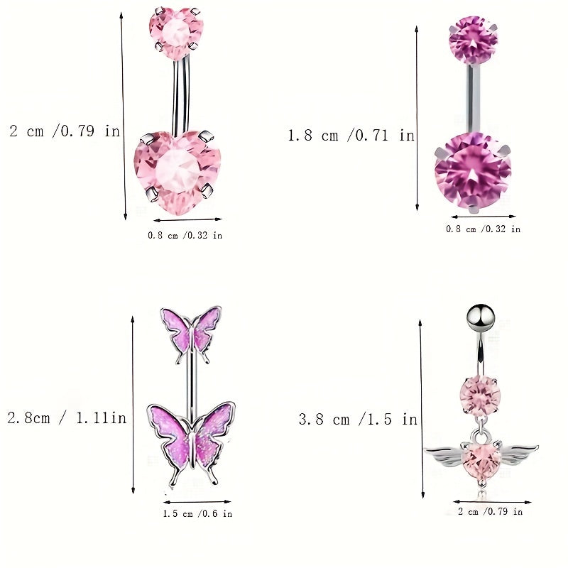 4PC Bee Navel Bar Pack Cz Belly Ring Set Women Belly Button Piercing