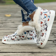 Cartoon Pattern Plush Lined Thermal Furry Snow Boots