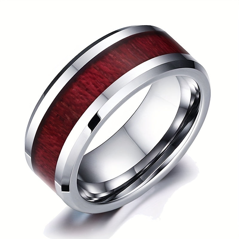 Stainless Steel Men's Heart & Ruby Ring