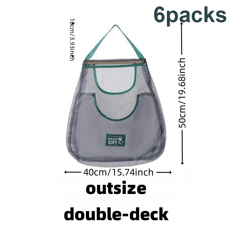 6PCS Hanging Mesh Storage Bag for Fruit Vegetable Garlic & Oni