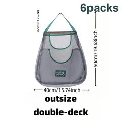 6PCS Hanging Mesh Storage Bag for Fruit Vegetable Garlic & Oni