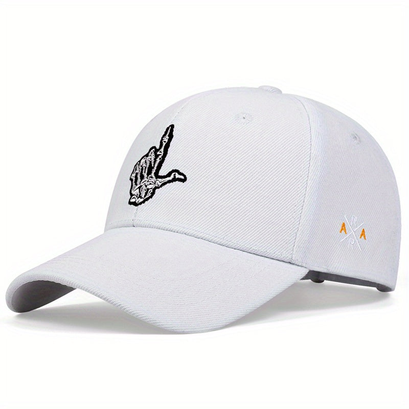 Skeleton Gesture Embroidery Baseball Cap Adjustable Sunscreen Dad Hat