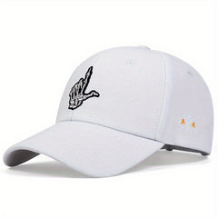 Skeleton Gesture Embroidery Baseball Cap Adjustable Sunscreen Dad Hat