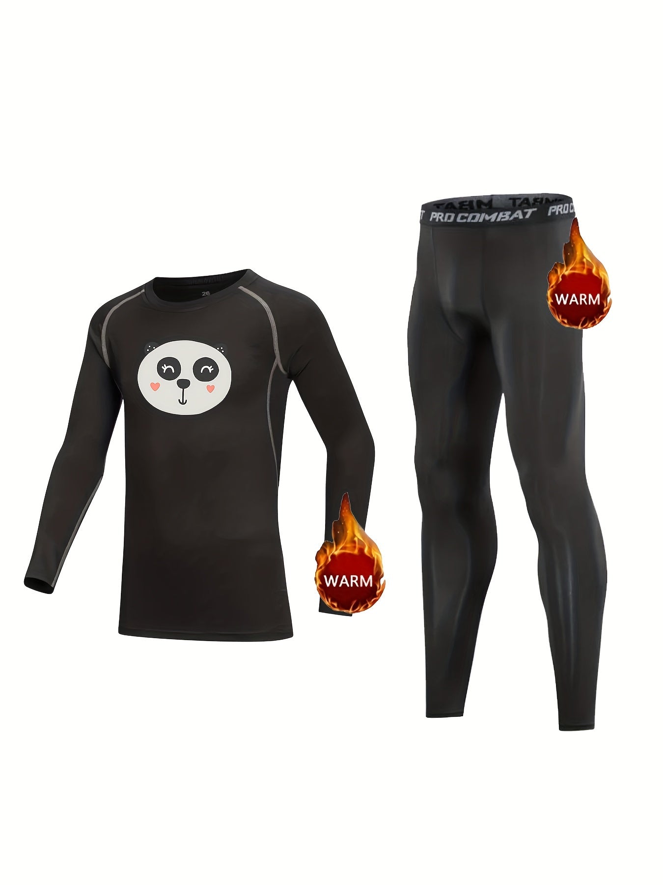 Kids Compression Fleece Sets Cartoon Pullover Long Sleeve Matching Pants