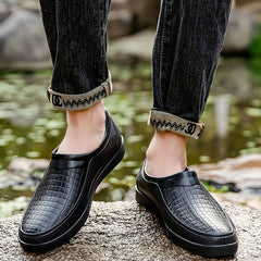 Men's Low Top Slip On Rain Boots Waterproof Casual Shoes