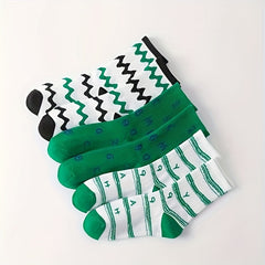 6 Pairs Letter & Striped Print Mid Tube Socks Women's Stockings