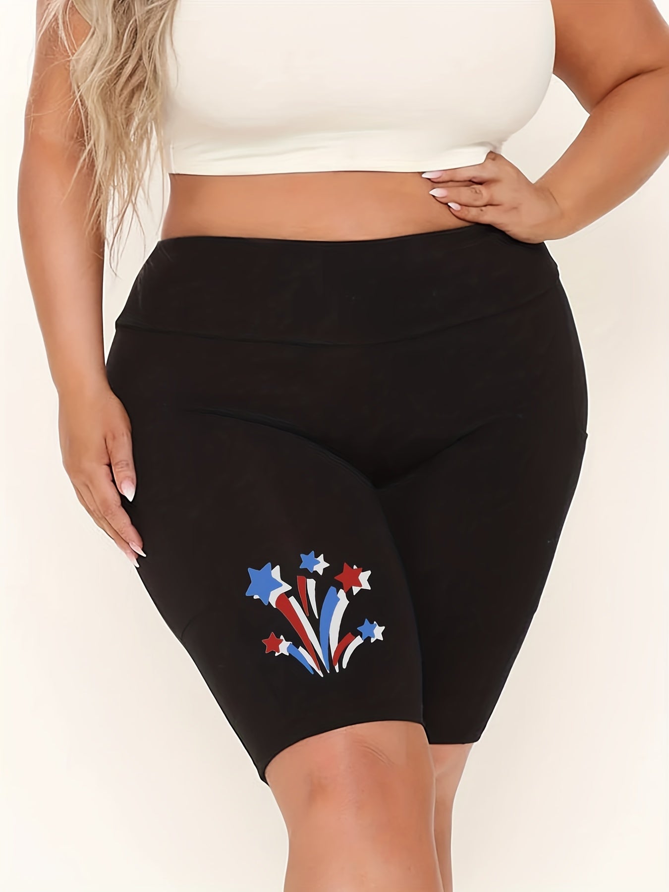 Star Print High Rise Biker Shorts
