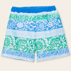 Boys Flower Print Swim Trunks Ethnic Style Beach Vacation Kids Summer
