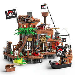 MESIONDY Pirate Building Set with Cannon, Sails & Chests