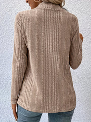 Casual Cardigan Solid Waterfall Collar Open Front