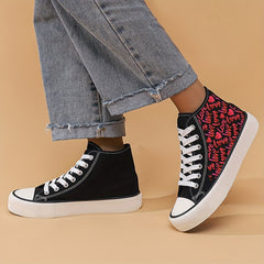 Girl's Love Heart High Top Skate Shoes