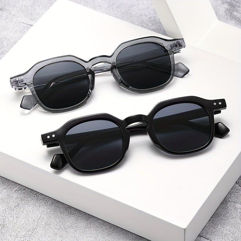 Square Sunglasses Steampunk Rivet Decor Anti Glare UV400