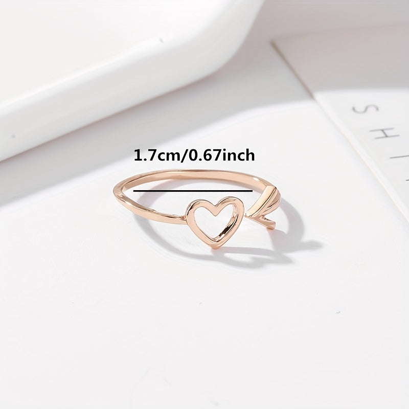 Heart Wave Cuff Ring with Rhinestone Inlay