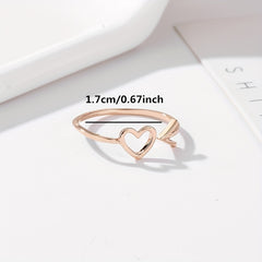 Heart Wave Cuff Ring with Rhinestone Inlay
