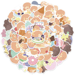 50pcs Cartoon Ice Cream Graffiti Waterproof Stickers