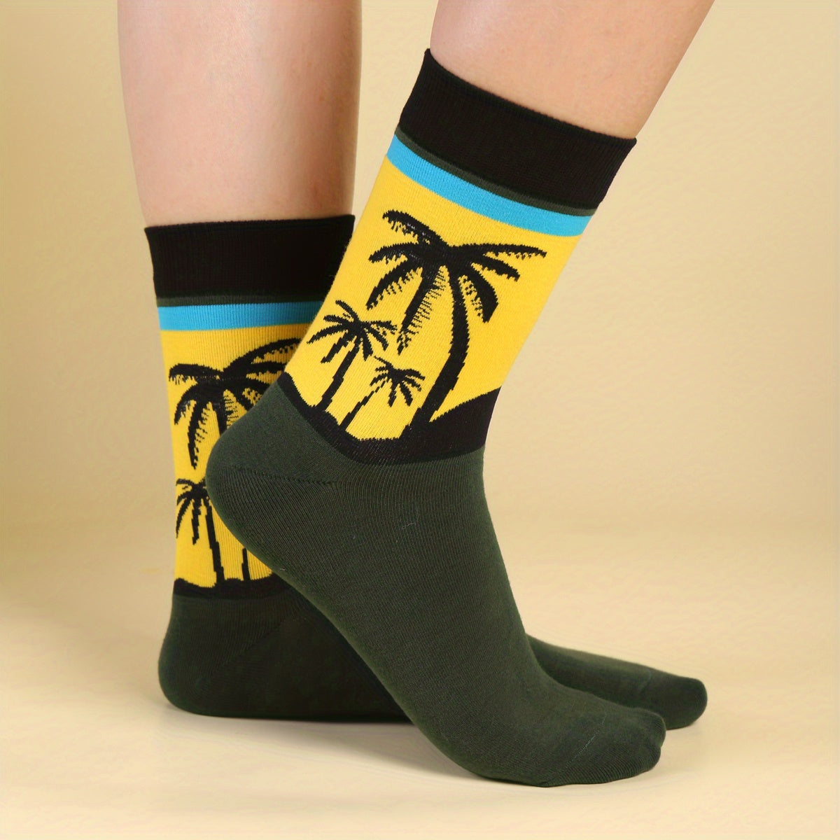 Landscape Print Mid Tube Socks Women's Stockings