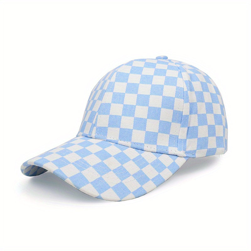 Men's Checkerboard Baseball Cap Soft Top Summer Sun Hat