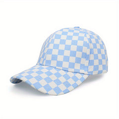 Men's Checkerboard Baseball Cap Soft Top Summer Sun Hat