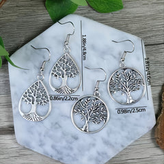 Vintage Silver Tree Of Life Pendant Earrings 2 Pairs Set