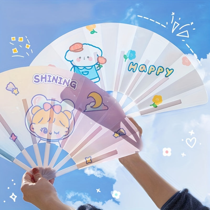 Students Cartoon Folding Fan Bunny Pattern Handheld Small Fan