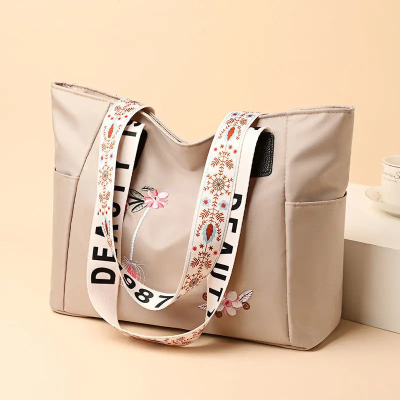Arrivals Embroidery Women Handbag Nylon Waterproof Casual Tote