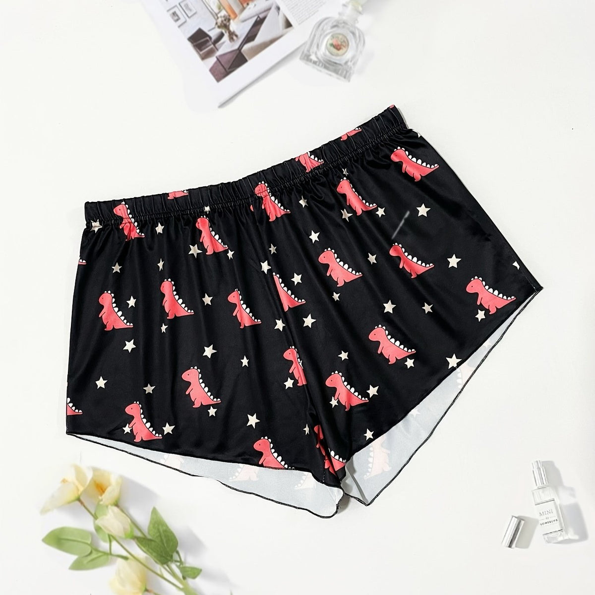 Women's Plus Dinosaur & Star Print Stretch Pajama Shorts