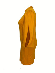  Dress Women's Plus Solid Lantern Sleeve Bodycon Midi Dress