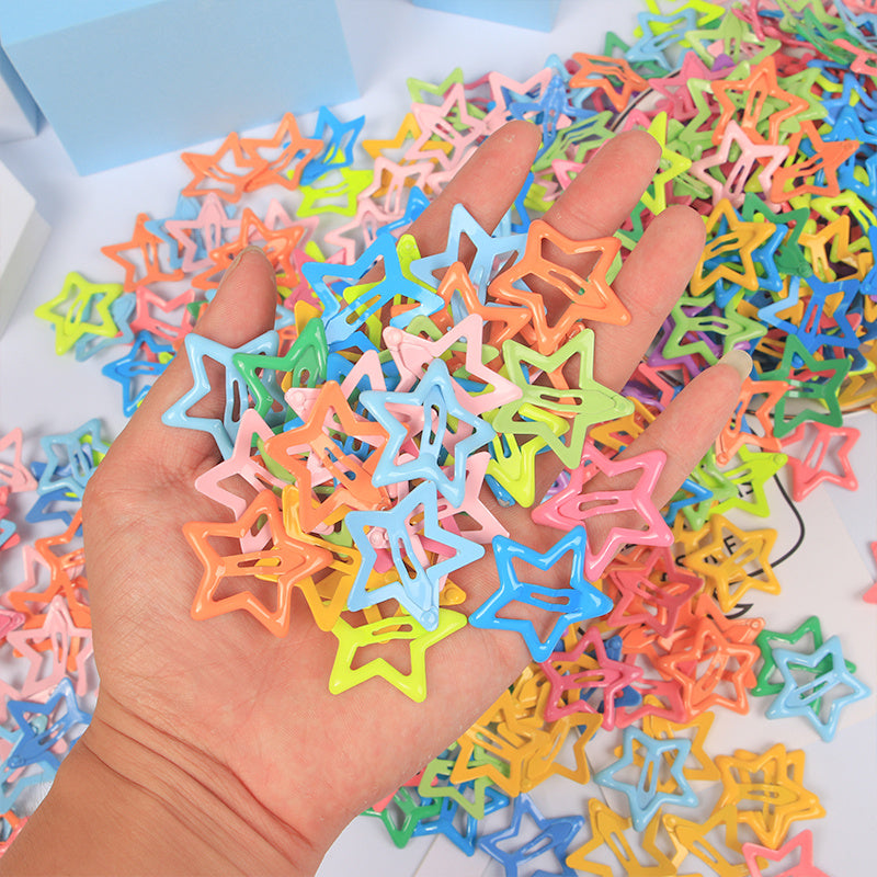 Set of 20 Solid Star Hair Clips for Girls